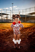 Smocked leopard baseball romper