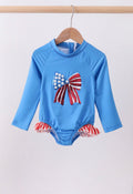 Sequin bow rash guard Swimsuit