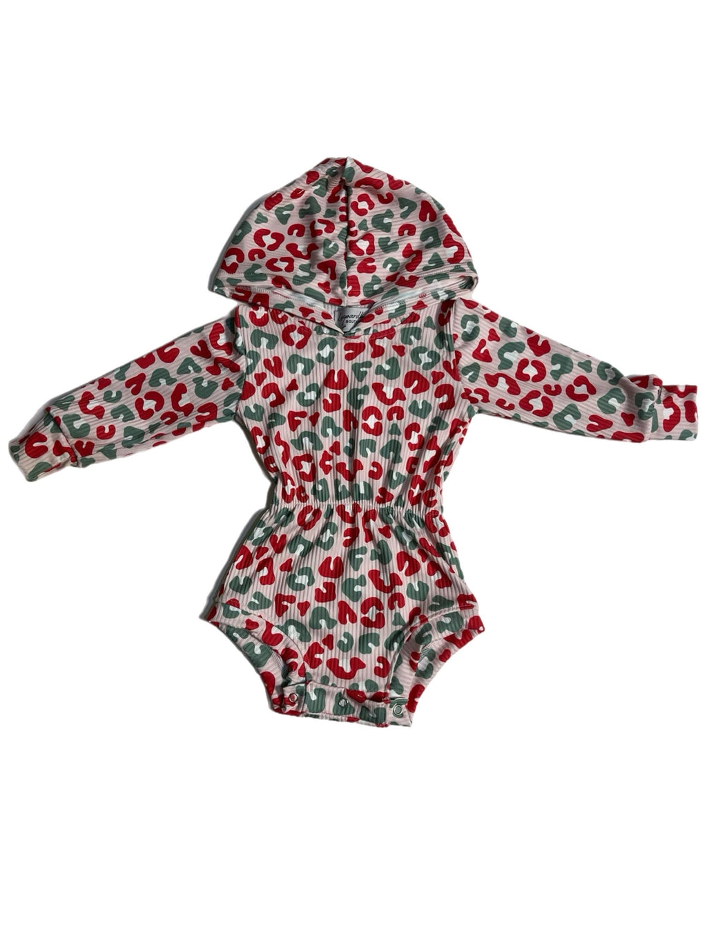 Christmas leopard Ribbed Hooded romper