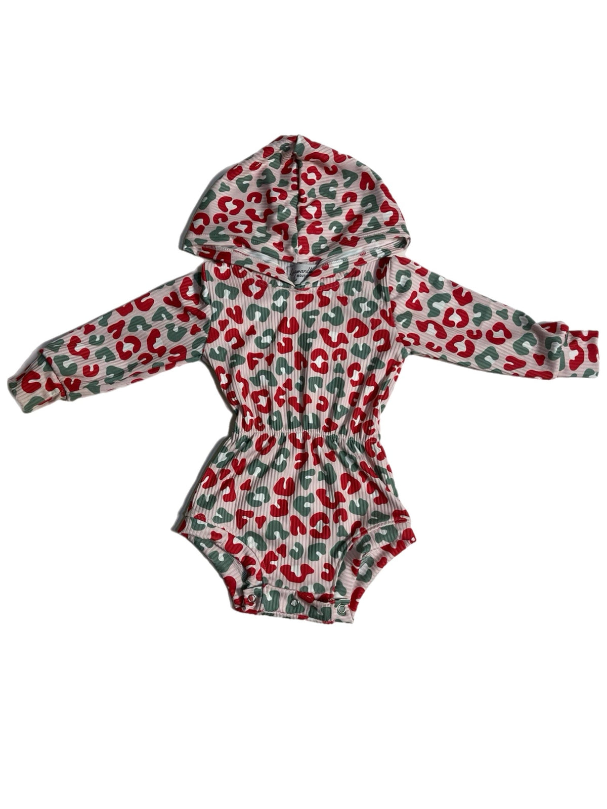 Christmas leopard Ribbed Hooded romper