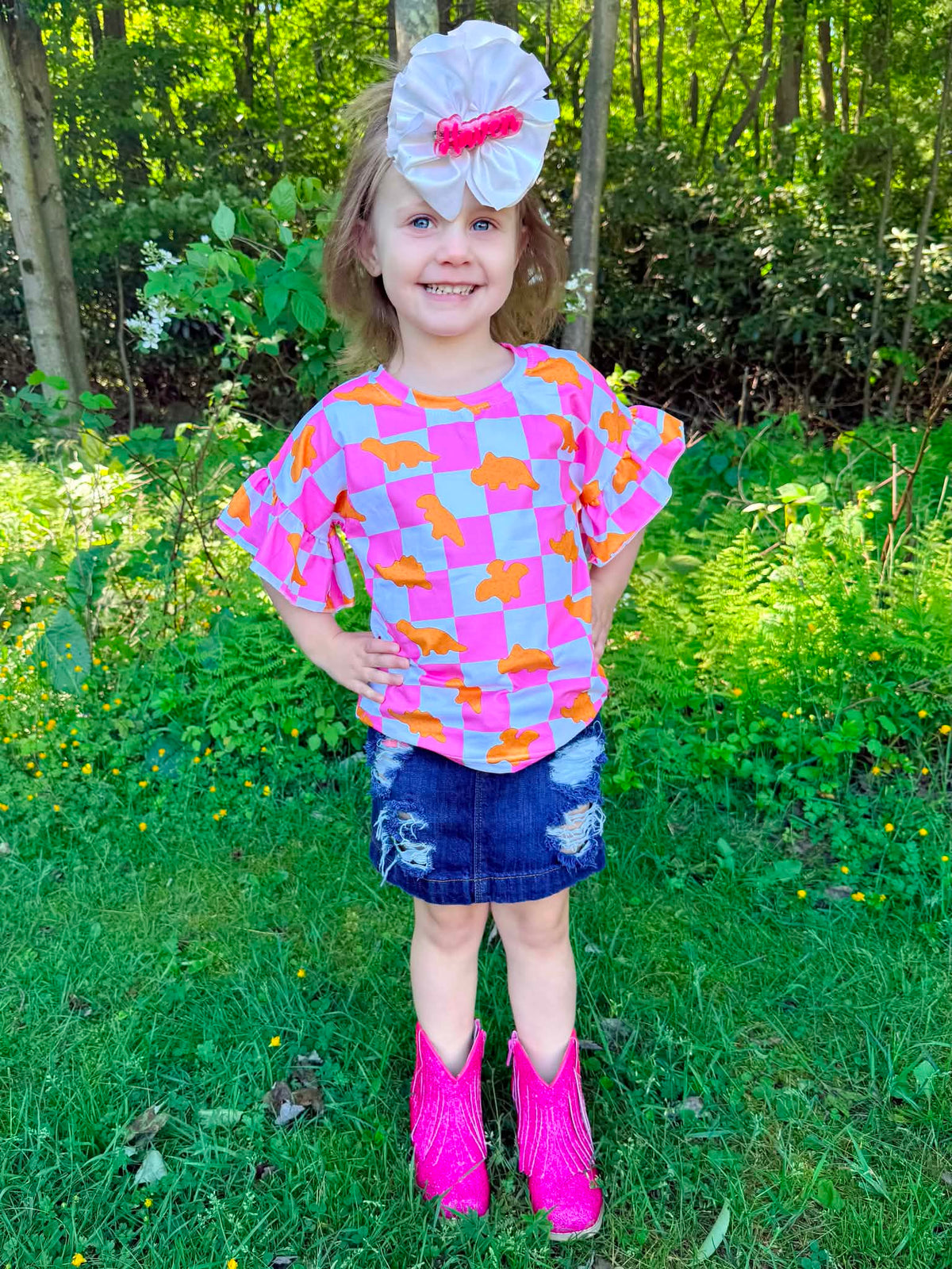 Dino chicken nuggets ruffle tee