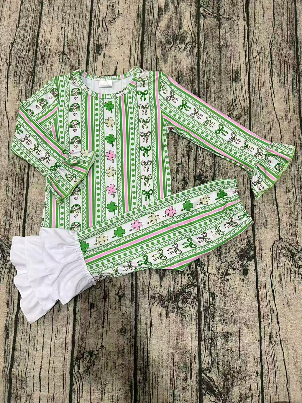 St Patty bows two piece ruffle set