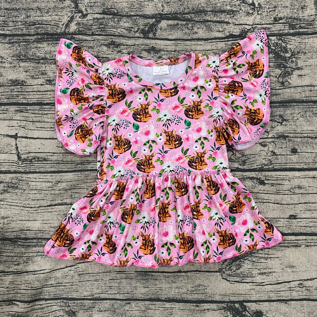 Pink fawn skirted romper
