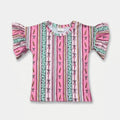 Bow stripe school ruffle tee
