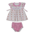 Sleeveless bear bow sweet baby girls  bummies set