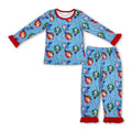 Long sleeves jingle bell dog kids girls Christmas pajamas