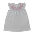 White flutter sleeves big sister smocked girls dresses
