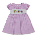 Short sleeves animal smocked happy birthday girls dress
