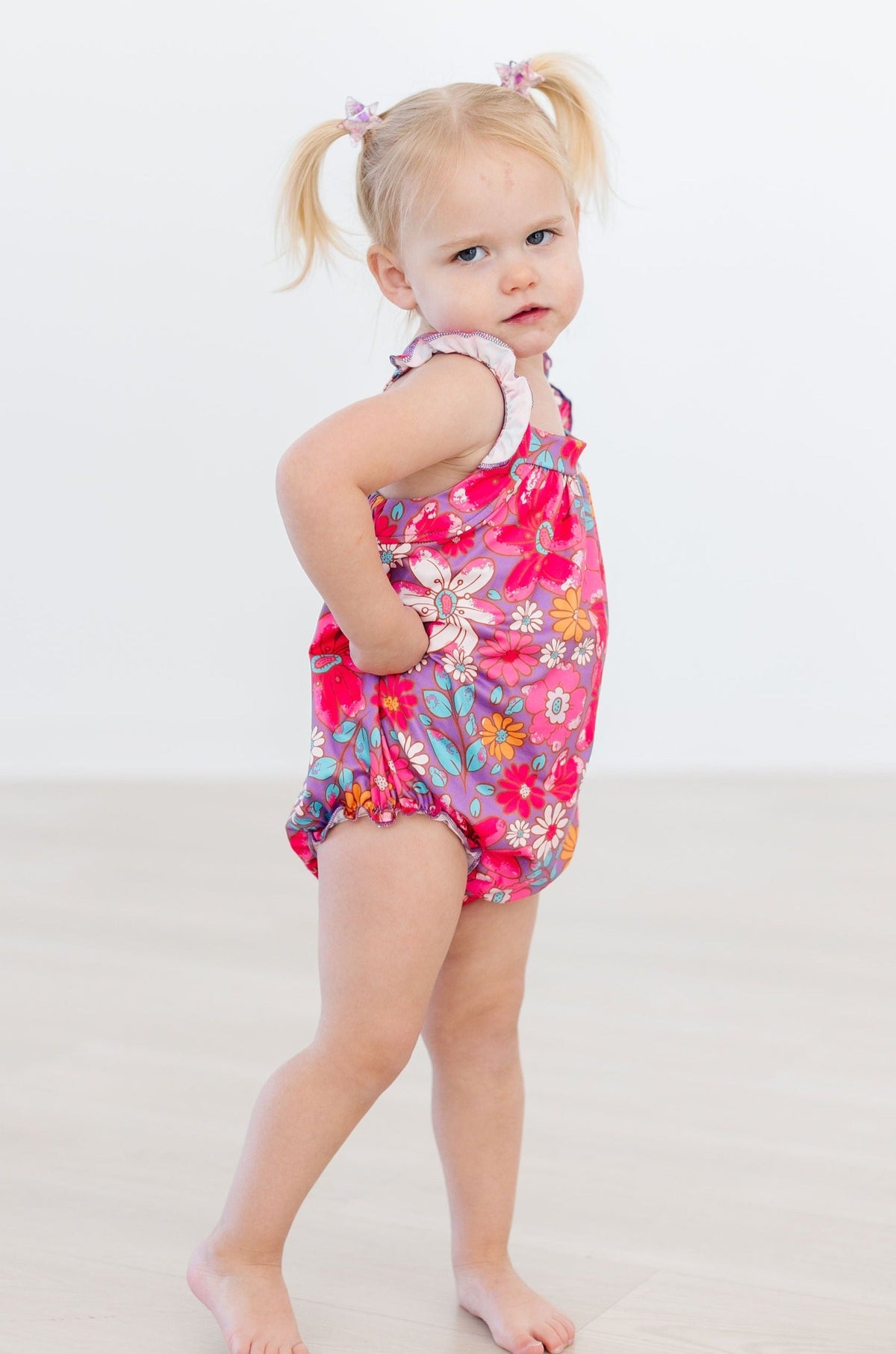SALE Hawaiian Floral Ruffle Cross Back Romper