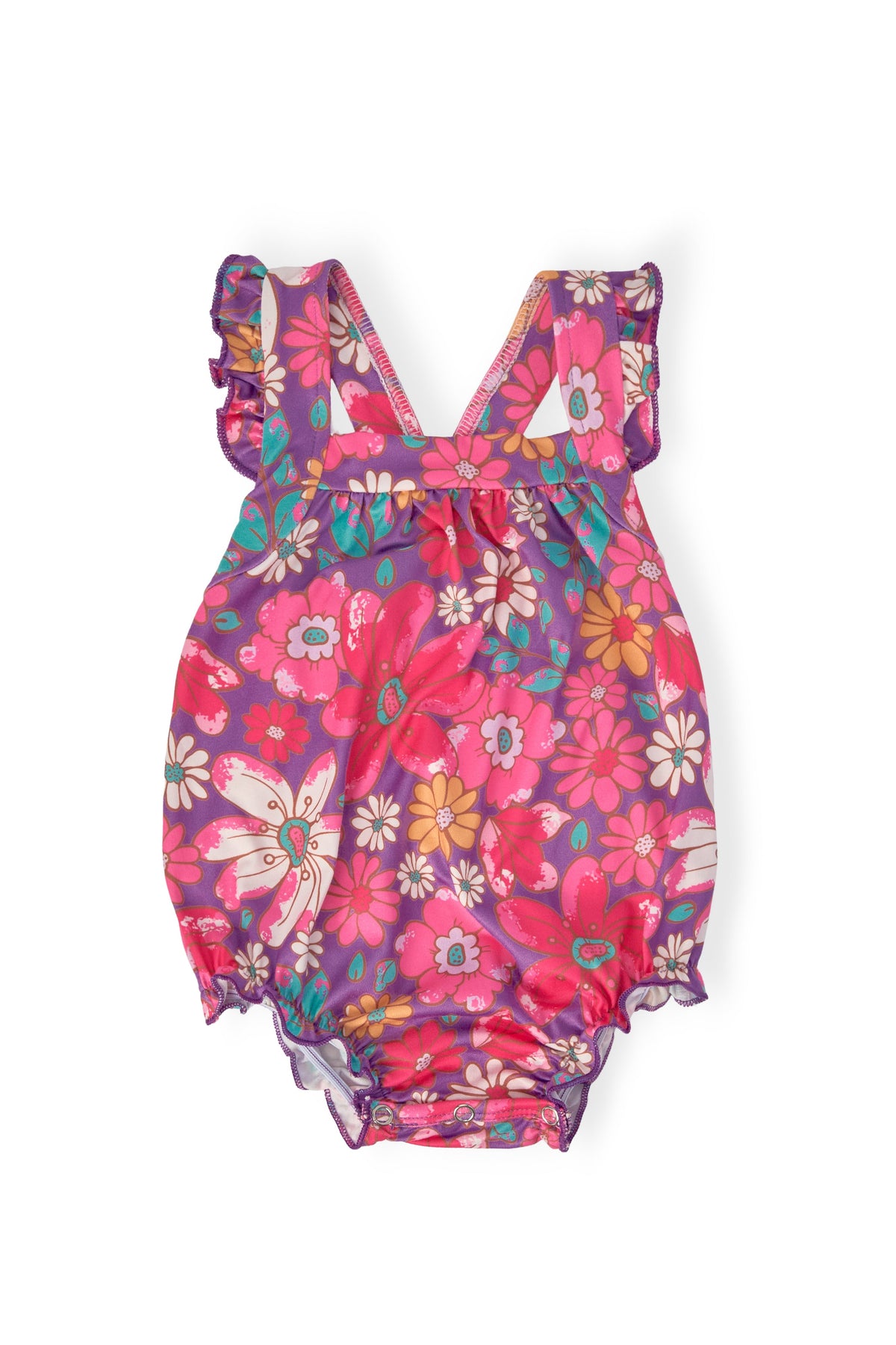 SALE Hawaiian Floral Ruffle Cross Back Romper