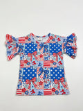 Patchwork bows July 4th ruffle tee