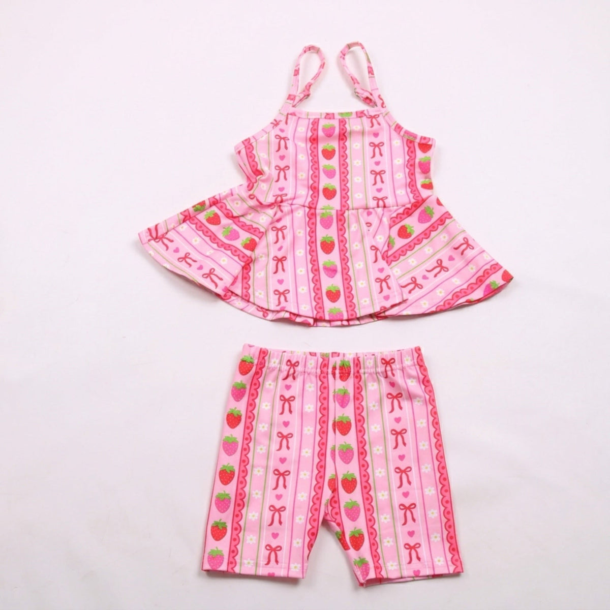 Strawberry stripes Biker set / adjustable straps