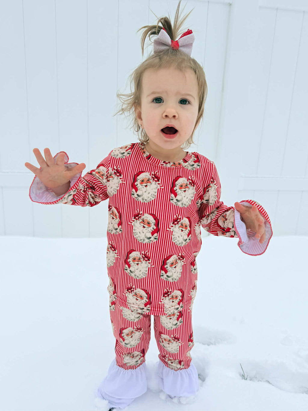 Santa Stripe two piece ruffle set