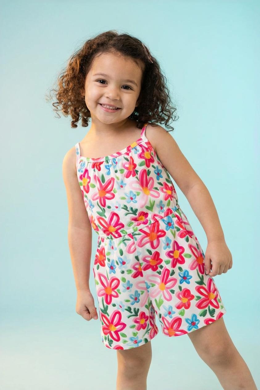 SALE Neon Floral Strappy Play Romper