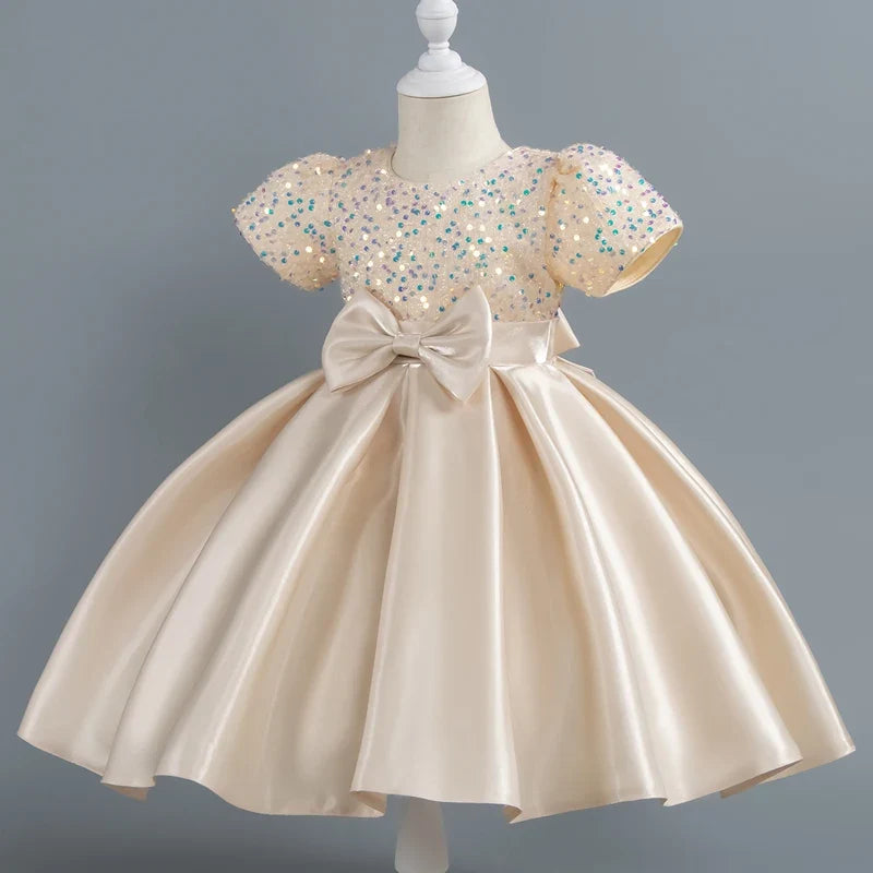 Baby Girls Christmas Dress Sequin ShortSleeve Party Dress Birthday Toddler Dress Wedding Princess Dress for Kid Girl Luxury Cown