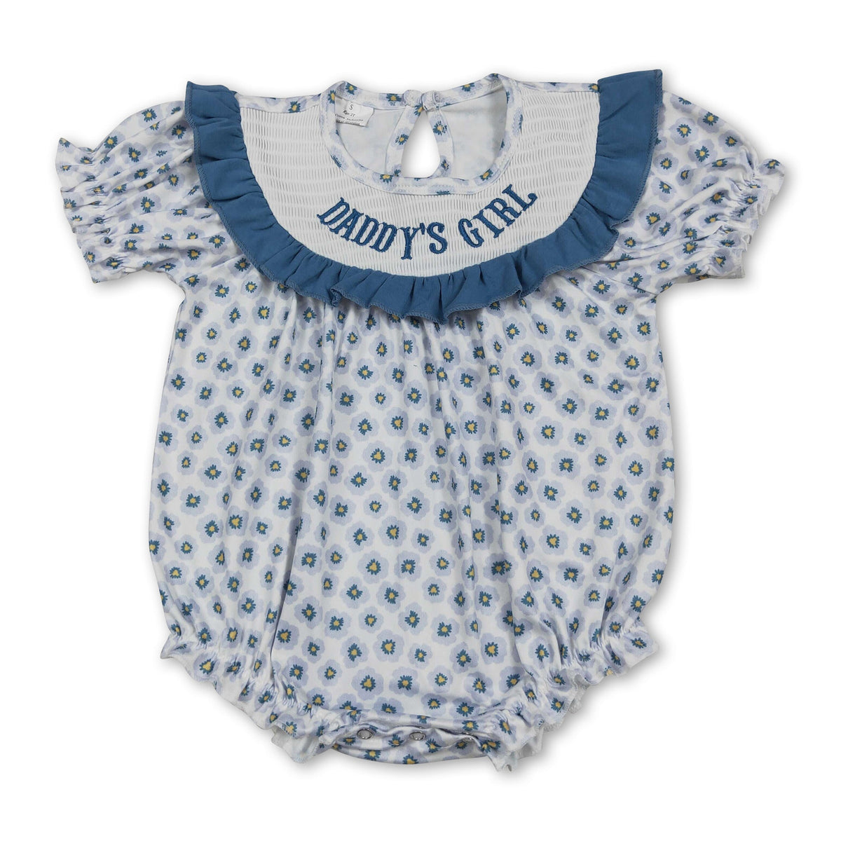 Daddy's girl smocked floral short sleeves baby girls romper