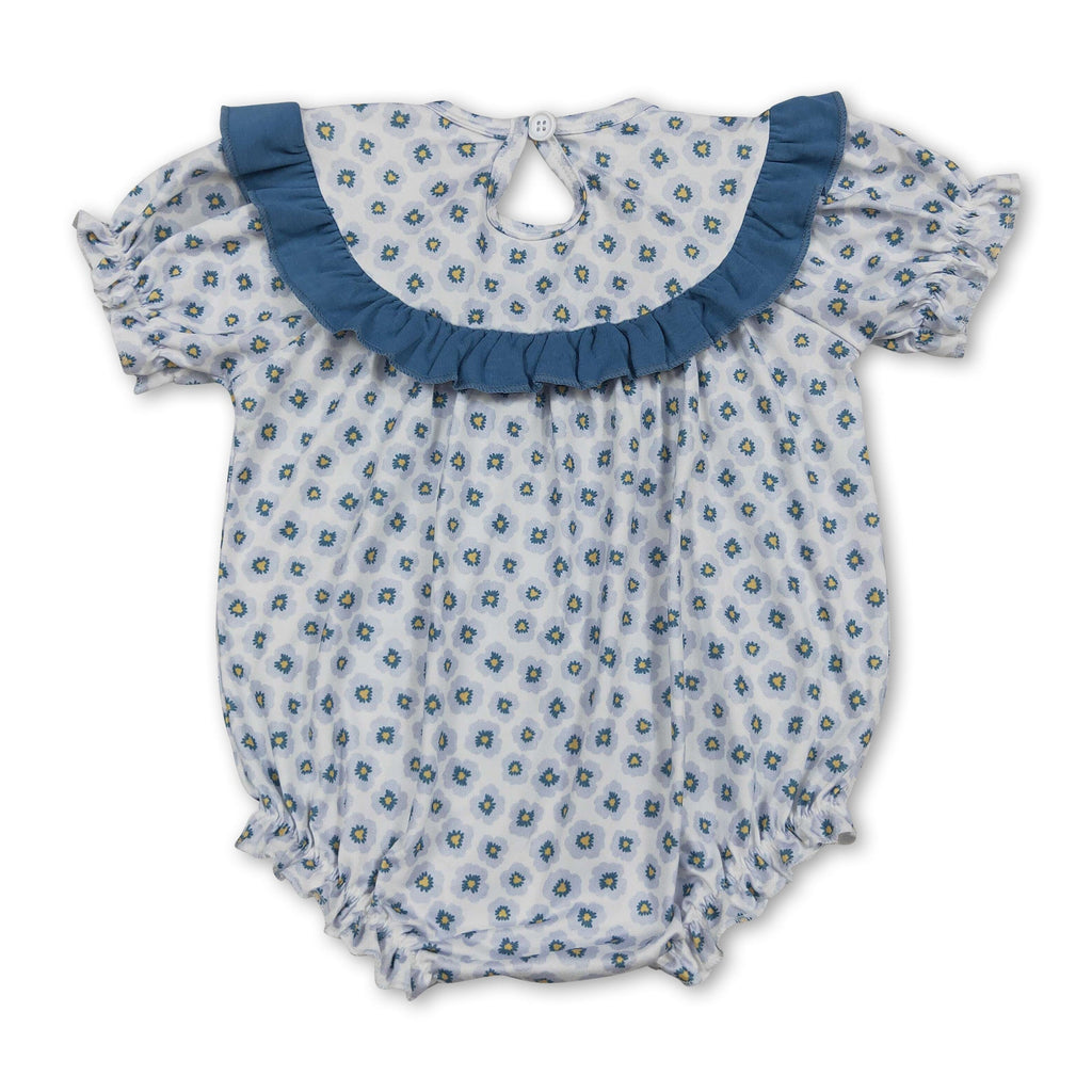 Daddy's girl smocked floral short sleeves baby girls romper