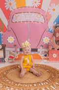 Retro floral first birthday romper