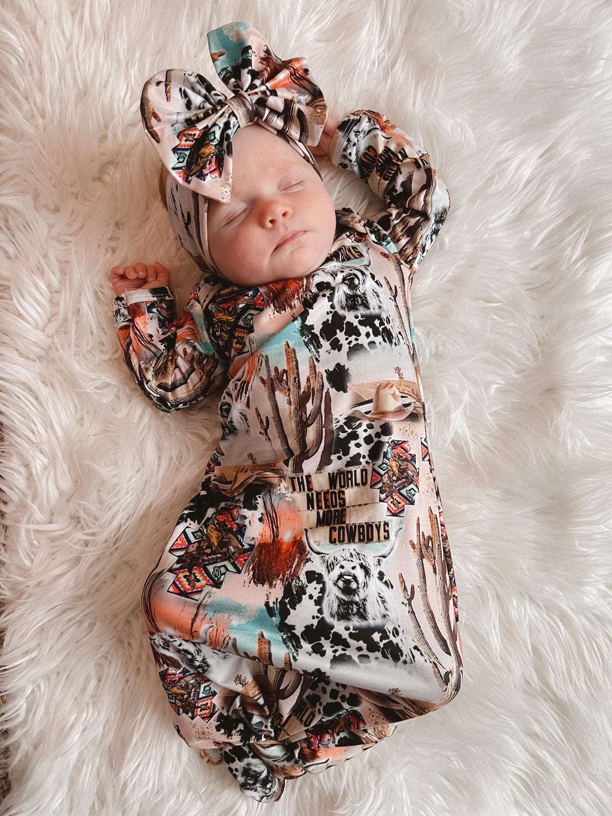 Western collage gown and headband set